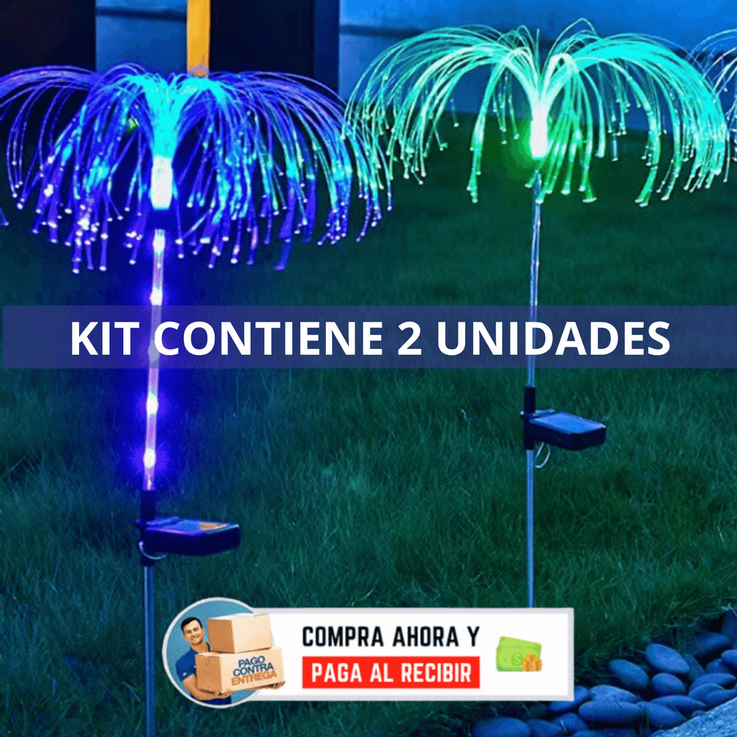 KIT 2 Estacas Medusas Multicolor Solar