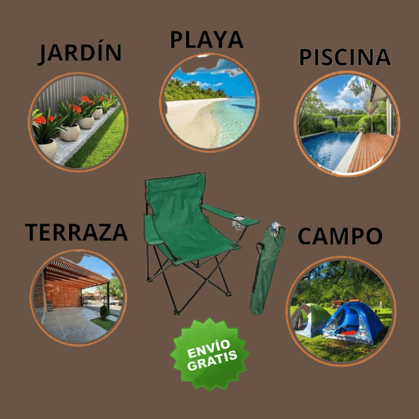 KIT 2 Sillas Plegable De Playa Camping Pesca