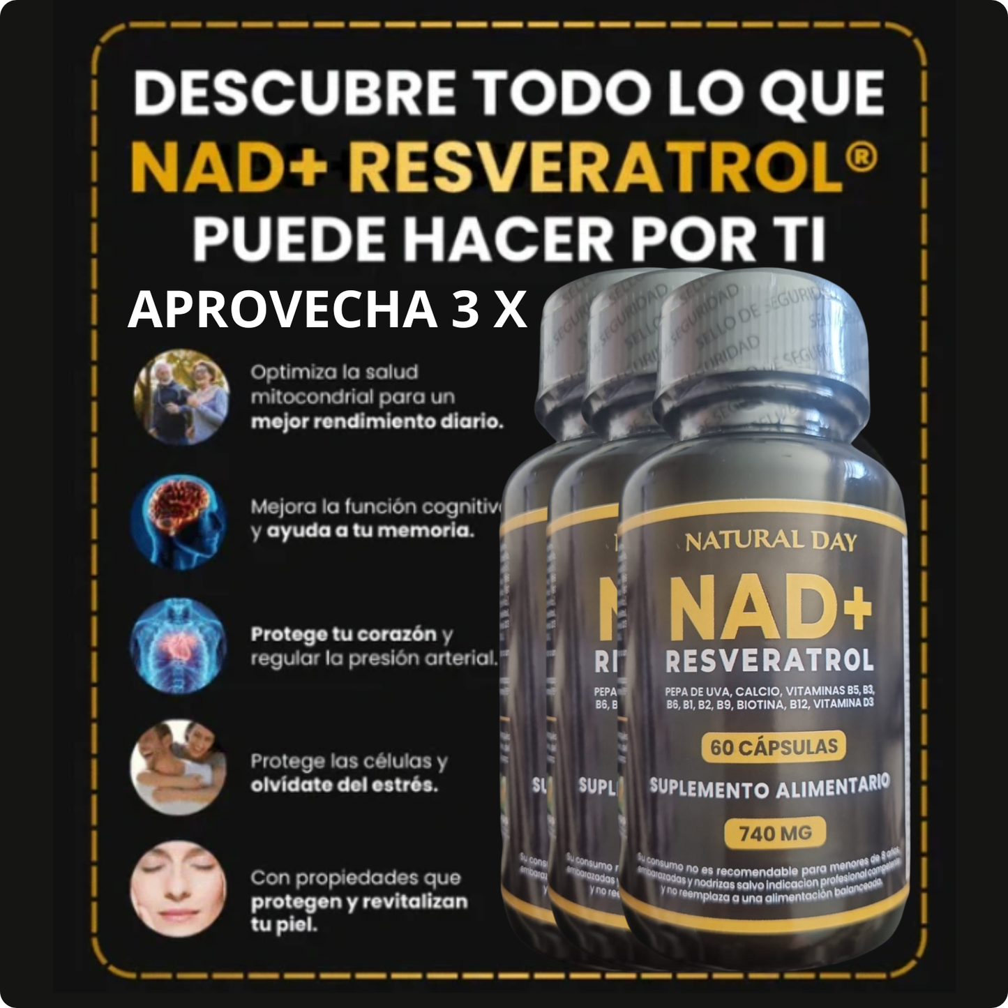 NAD + RESVERATROL 60 Capsulas